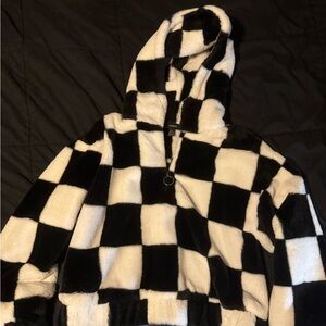 Forever 21 Black and White Fleece Jacket